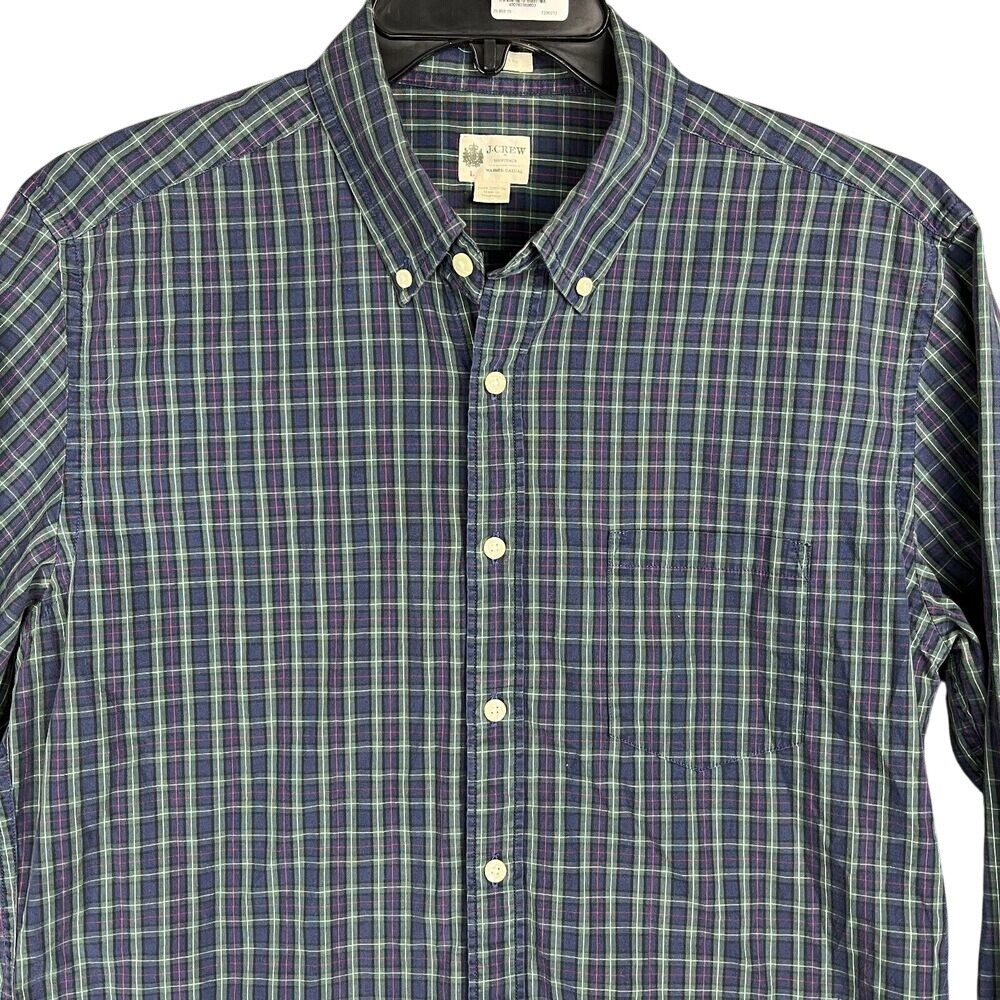 J Crew Shirt Mens Large Shirtings Tailored Fit Plaid Washed Business Casual